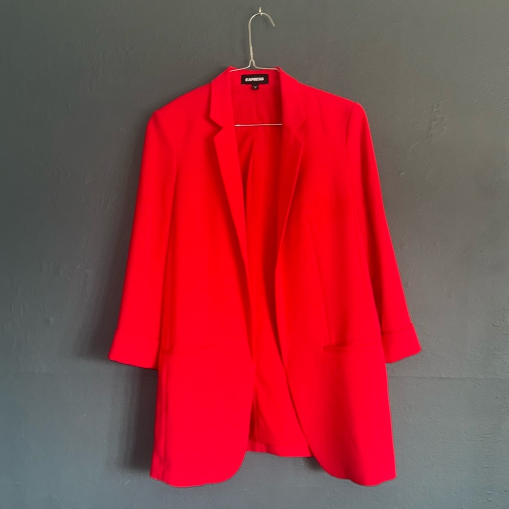 EXPRESS 3/4 SLEEVE BLAZER RED SMALL